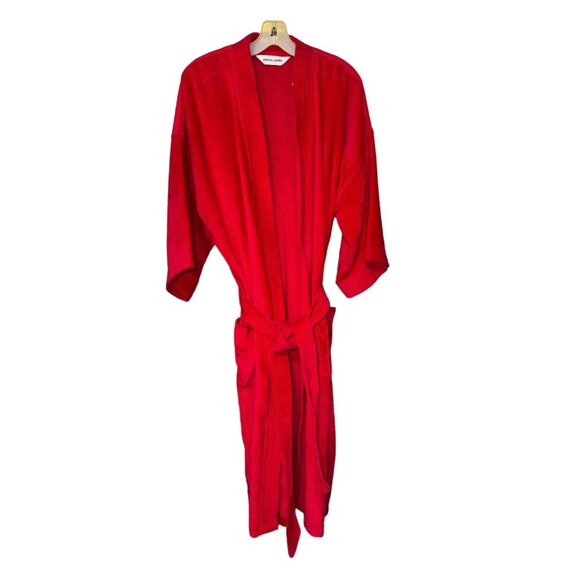 Pierre Cardin Mens Red Ultra lour Thick Terry Cloth Bathrobe One Size - Picture 3 of 6